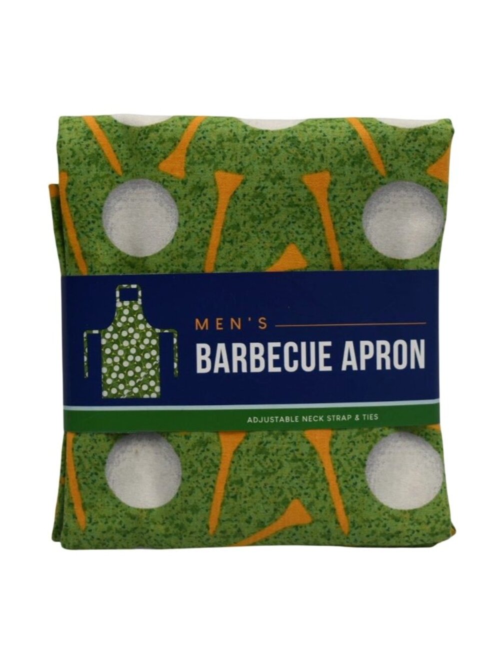 Mens Barbecue Apron Golf Design Golf Balls Tees Pattern Green